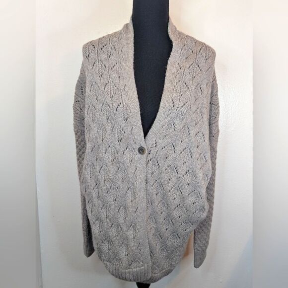 Garnet Hill Baby Alpaca Open Front Sweater Lagenlook Preppy Quiet Luxury M - Picture 1 of 10